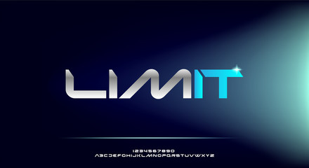 Limit, an Abstract technology futuristic alphabet font. digital space typography vector illustration design © MoonBandit