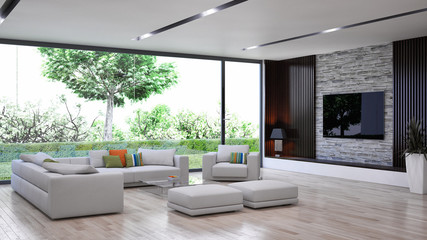 large luxury modern minimal bright interiors room mockup illustration 3D rendering