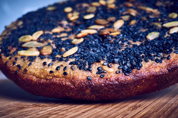 homemade baked bread with cereals and seeds