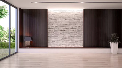 Foto op Plexiglas large luxury modern minimal bright interiors room mockup illustration 3D rendering © 3DarcaStudio