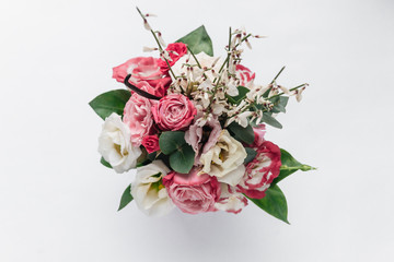 Beautiful spring bouquet with tender flowers 