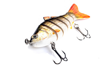 lure Wobbler, artificial fish for fishing, on a white background