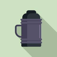 Metal vacuum bottle icon. Flat illustration of metal vacuum bottle vector icon for web design