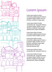 Vertical background with old town cityscapes and place for your text on the white. Perfect for touristic ad, leaflet, booklet, brochure, presentation