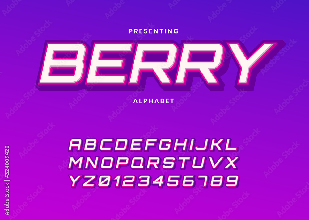 Aufkleber modern and cool text effect with trendy gradient color. set of alphabet and number for poster headli