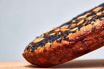 homemade baked bread with cereals and seeds
