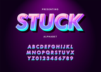 Modern and cool text effect with trendy gradient color. Set of alphabet and number for poster headline, advertisement, logo branding