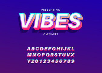 Modern and cool text effect with trendy gradient color. Set of alphabet and number for poster headline, advertisement, logo branding
