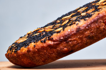 homemade baked bread with cereals and seeds