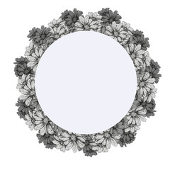 Hand-drawn illustration with pencils. Flowers, bouquet, buds and petals. Daisies, daisies. Spring, summer, flowering. Seamless pattern on a white background separately. Sketch, print, textile, paper. 