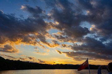 Beautiful sunset landscape around Lake Windermere