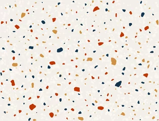 Tapeten Pastell Nahtloses Muster des Terrazzoboden-Vektors. Textur eines klassischen italienischen Bodentyps im venezianischen Stil, bestehend aus Naturstein, Granit, Quarz, Marmor, Glas und Beton