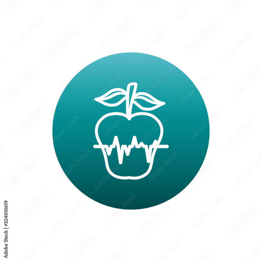 Aufkleber apple and pulse block gradient style icon vector design