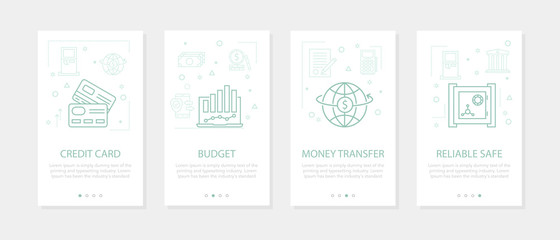Vector four vertical banners - banking and financial - credit cards