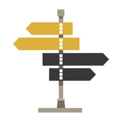 Signpost with golden and black arrows, vector illustration