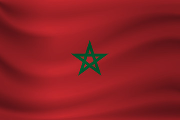 Waving flag of Morocco. Vector illustration