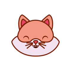 Cute kawaii cat cartoon line and fill style icon vector design