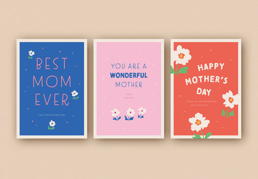Mother's Day Card Layouts with Floral Accents