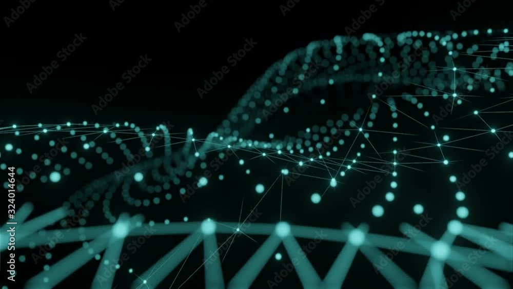 Poster abstract geometric polygonal connected lines and dots plexus animation. motion background for data c