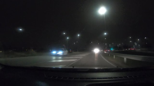Accelerated video of a short night trip by car