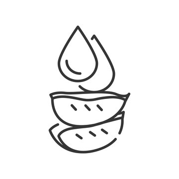 recommend clip art: Drop of aloe black line icon. A fresh drop of aloe juice. Added to cosmetics for skincare. Pictogram for web page, mobile app, promo. UI UX GUI design element. Editable stroke.