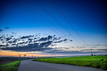Fototapeta premium Sunrise in typical countryside of Central Bohemia