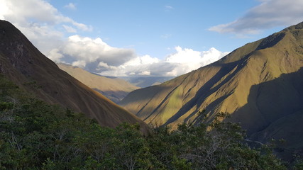 Mountains and sun in the andes