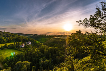 Fototapeta na wymiar Epic sunset on hill near Prague.