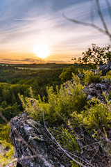 Epic sunset on hill near Prague.