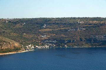 Coast landscapes between Kardamili and Dyros (Dirou) towns at Mesinian Bay, South Peloponnese, Greece