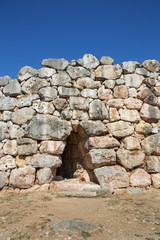 Ruins of ancient acropolis of Tiryns - a Mycenaean archaeological site in Argolis in the...