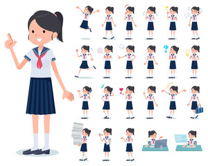 flat type school girl Sailor suit summer_emotion