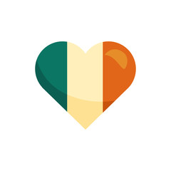 ireland flag in heart detaild style icon