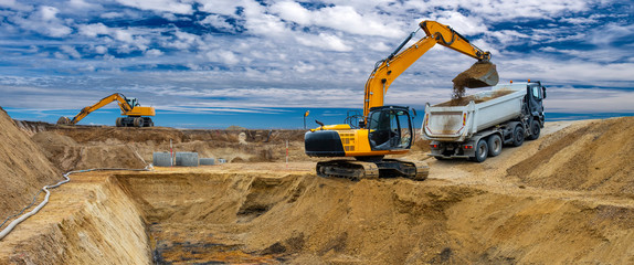excavator at construction site