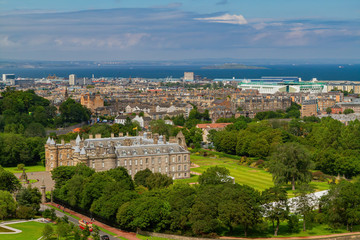 Fototapeta na wymiar High angle view of the cityscape from Holyrood Park