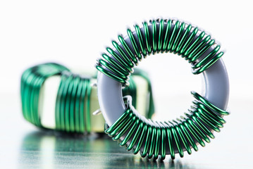 Electromagnetic Component Inductor Copper Coil Close-up