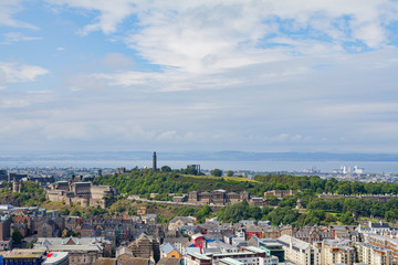 High angle view of the cityscape from Holyrood Park