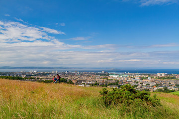 Fototapeta na wymiar High angle view of the cityscape from Holyrood Park