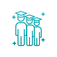 Isolated avatars with graduation caps gradient style icon vector design