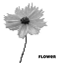 Dotted black and white flower with halftone effect