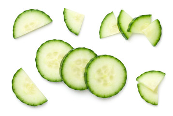 Cucumber Slices Isolated On White Background