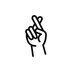 Fingers crossed, hand gesture. Lie, luck, superstition symbol or icon. Vector illustration on white background