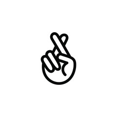 Fingers crossed, hand gesture. Lie, luck, superstition symbol or icon. Vector illustration on white background