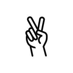 Hand gesture V sign for victory or peace hand gesture symbol or icon. Vector illustration on white background
