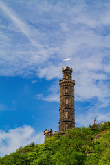 Fototapeta premium Nelson Monument of the Edinburgh downtown