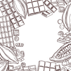 Hand drawn chocolate set. Vector background.  Sketch illustration