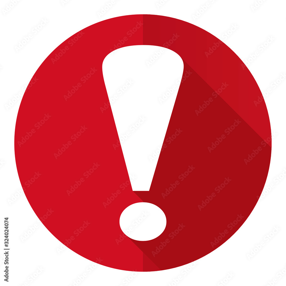 Poster flat design red round warning vector icon