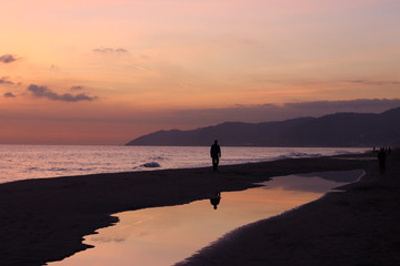 Walking on mirror beach