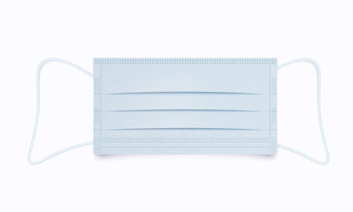 Protective medical face mask vector. Procedure mask from bacteria. Protection concept. Realistic face mask on isolated background