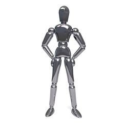 Silver Metal Robot Isolated on White